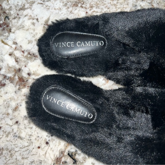 Vince Camuto Kortendie Black Faux Fur Slip On Slide Slippers Size 9M - Picture 7 of 12